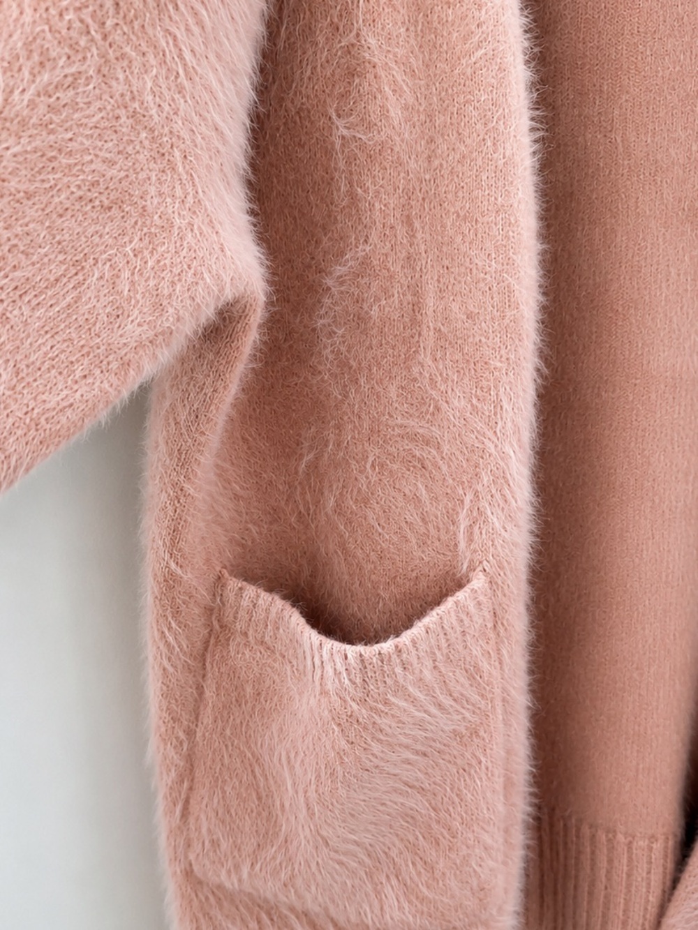 Handmade Oversized Blush Pink Fuzzy Cardigan | Angora | Open Front Sweater - Picture 8 of 11